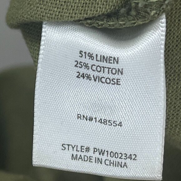 Indigo Rising Women's Green Linen Blend Cropped Boxy Button Up Shirt Blouse Top - Picture 7 of 8